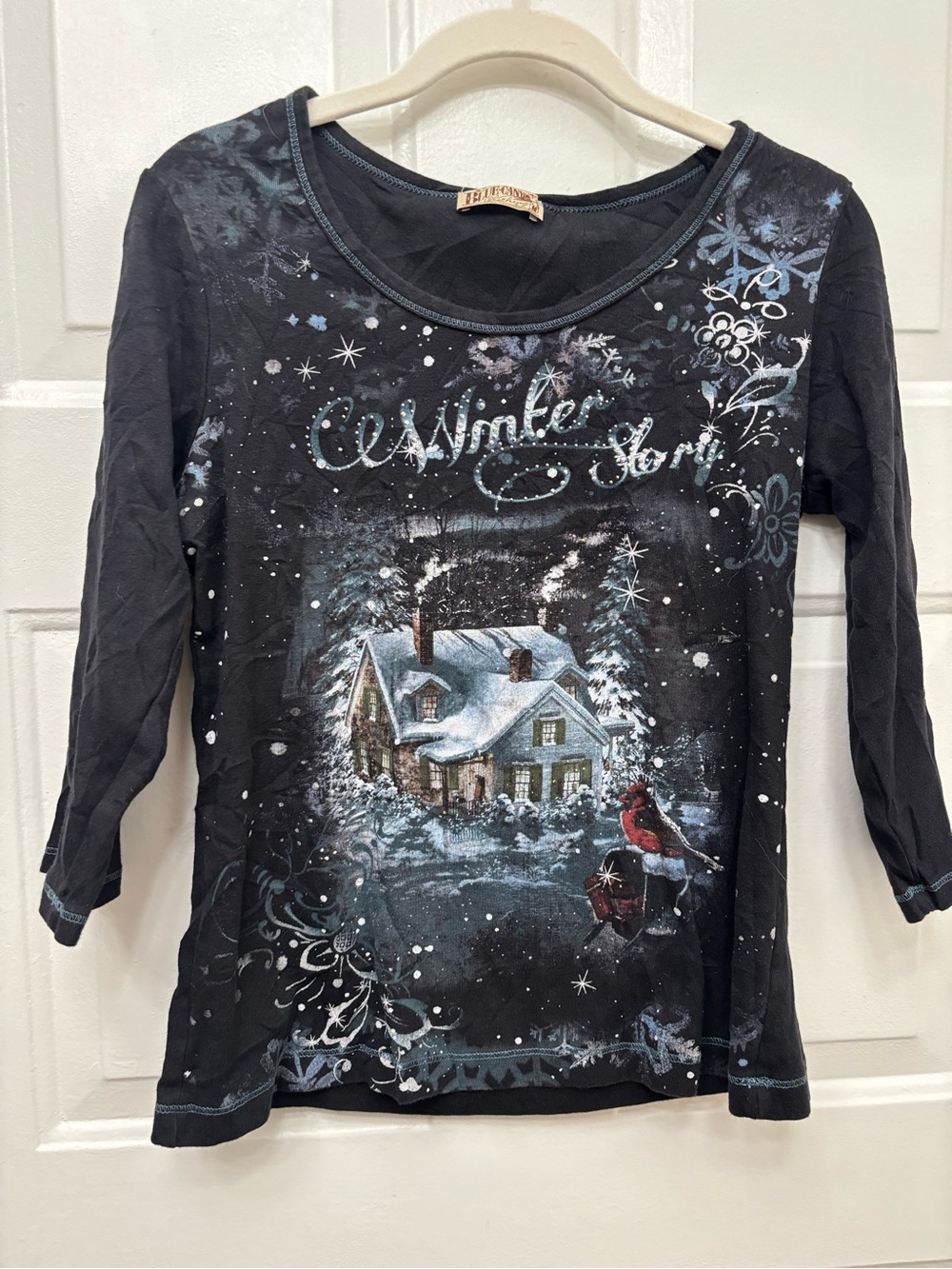Vintage Blue Canyon Clothing Y2K Winter Cottage Long Sleeve Women's Top